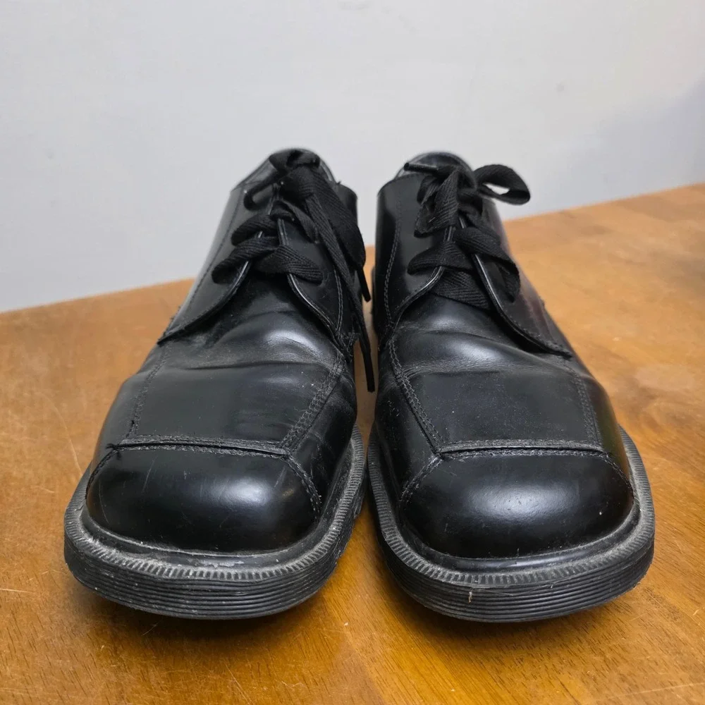 Vintage Dr. Martens 9A51 Oxford Mens 11 Black Leather Square Toe Chunky Lug Goth